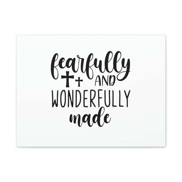 Scripture Sign Wonderfully Made Psalm 139:14 Cross White Christian Wall Art Bib